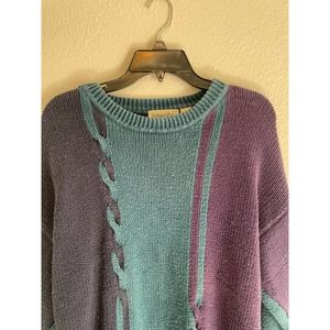St. John's Bay 90s Heavy Men's Sweaters XL Green Purple Knit Quality